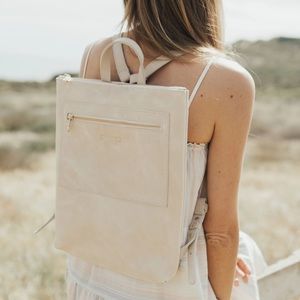 Parker Clay Miramar Leather Backpack in Bone